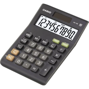 Stolni kalkulator Casio MS-10B Crna Zaslon (broj mjesta): 10 solarno napajanje, baterijski pogon (Š x V x d) 103 x 29 x 147 mm slika
