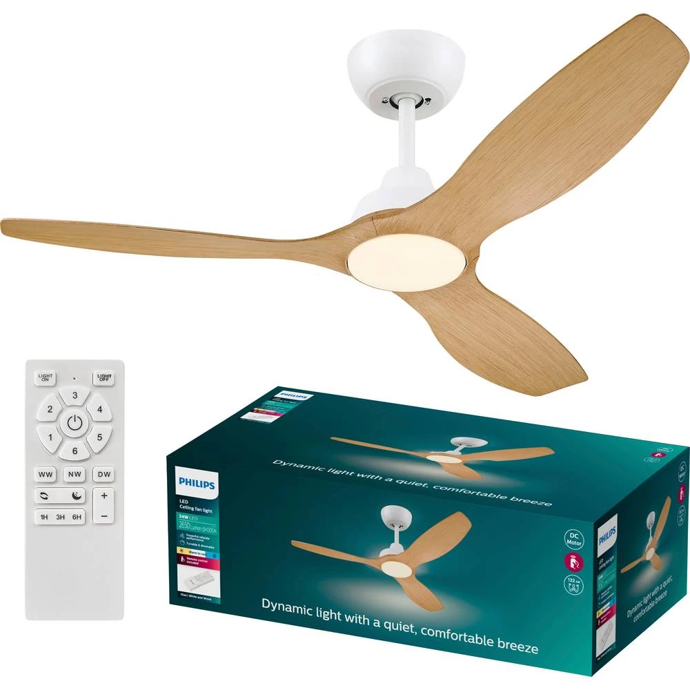 Philips LED Olas stropni ventilator 30 W (Ø x V) 1320 mm x 310 mm bijela sa daljinskim upravljačem, mogućnost prigušivan slika