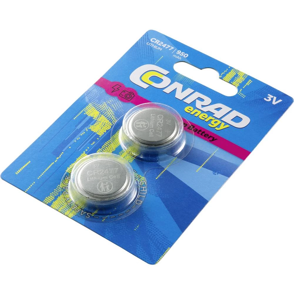 Conrad energy gumbasta baterija cr 2477 litijev 950 mAh 3 V 2 St. slika
