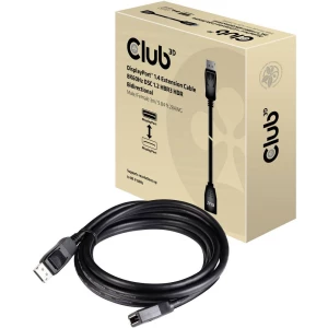 club3D DisplayPort Priključni kabel [1x Muški konektor DisplayPort - 1x Ženski konektor DisplayPort] 3 m Crna slika
