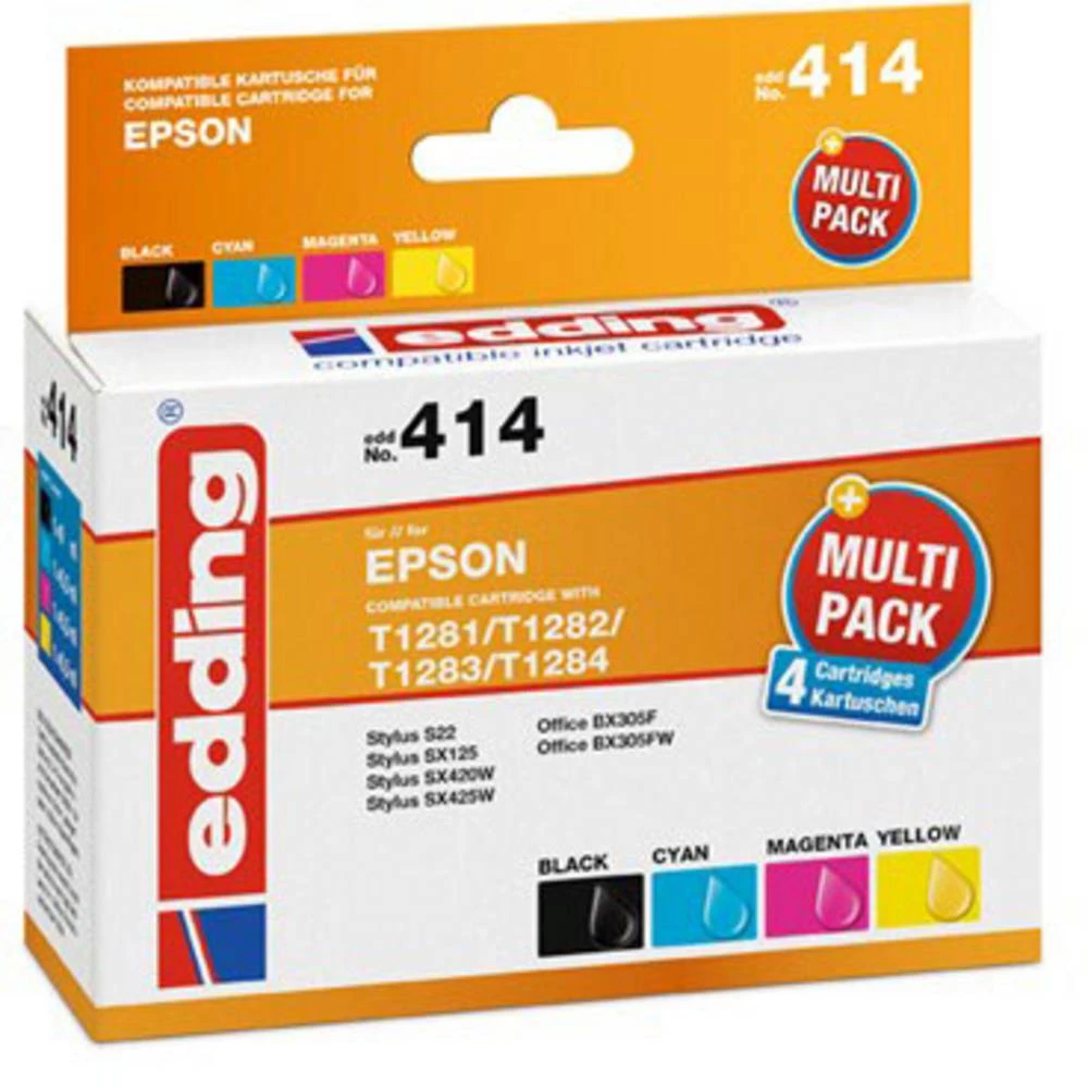 Edding patrona tinte zamijena Epson T1281/T1282/T1283/T1284 Multipack 4 kompatibilan kombinirano pakiranje crn, cijan, purpurno slika