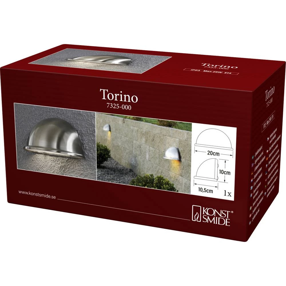 Konstsmide Torino 7325-000 vanjsko zidno svjetlo E14 25 W plemeniti čelik slika