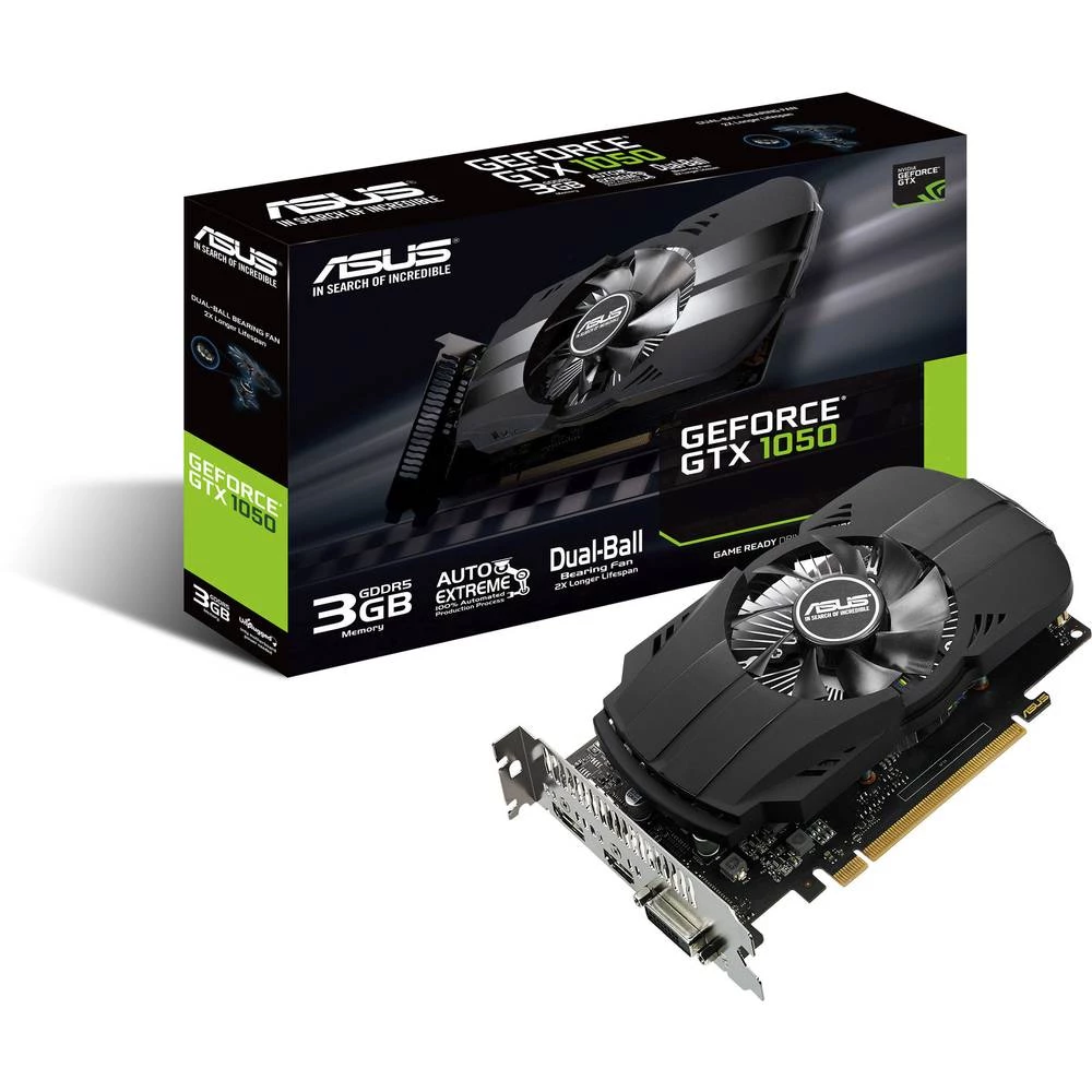 Grafička kartica Asus Nvidia GeForce GTX1050 Phoenix 3 GB GDDR5-RAM PCIe x16 HDMI&trade;, DVI, DisplayPort slika