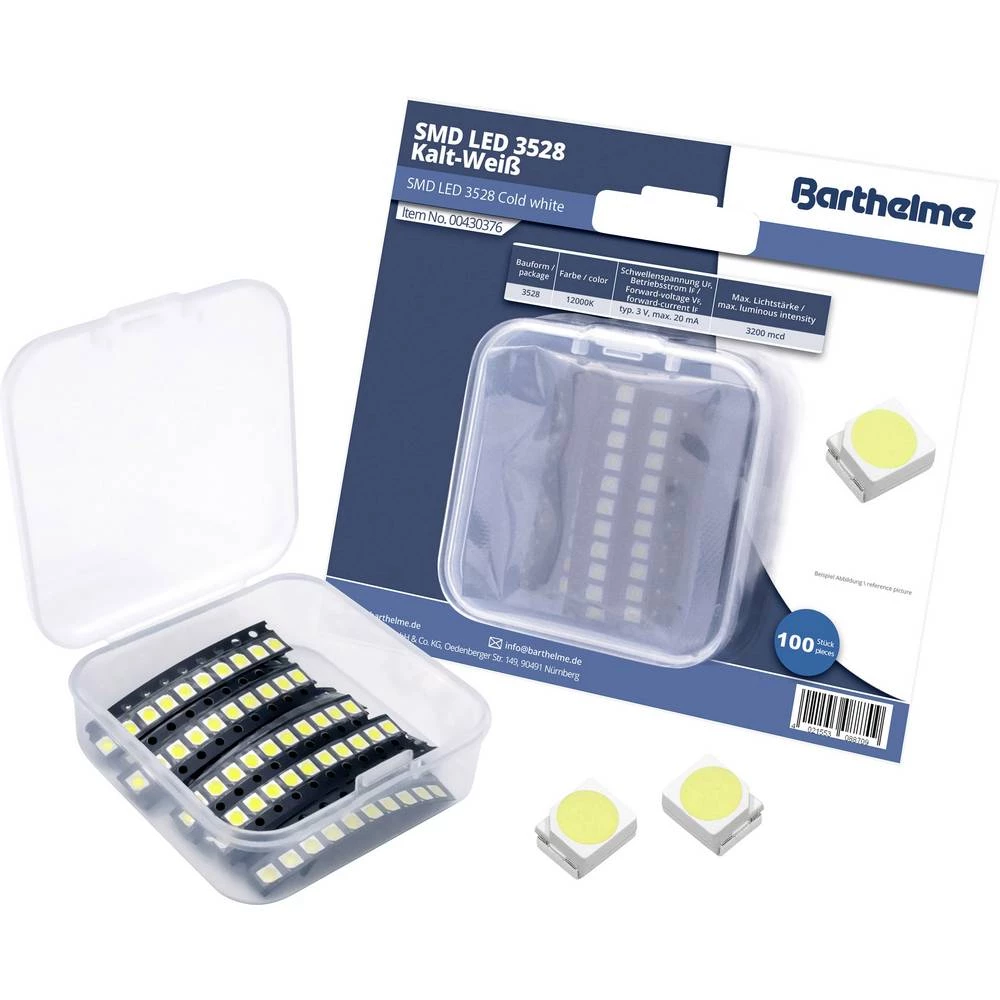 Barthelme SMD LED 3528 Hladno-bijela 3200 mcd 120 ° 20 mA 3 V Bulk slika