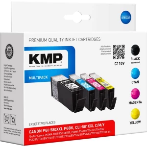 KMP Kombinirano pakiranje tinte Zamijena Canon PGI-580 XXL, CLI-581 XXL Kompatibilan Crn, Cijan, Purpurno crven, Žut C110V 1576, slika