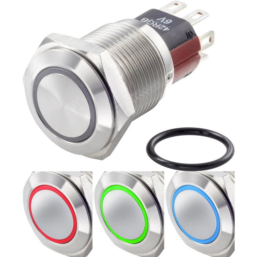 TRU COMPONENTS TC-GQ16-KF-11E/J/41RGB/12V/S tlačni prekidač sa zaštitom od vandalizma 48 V/DC 2 A 1 x off/(on) IP65 vrać slika