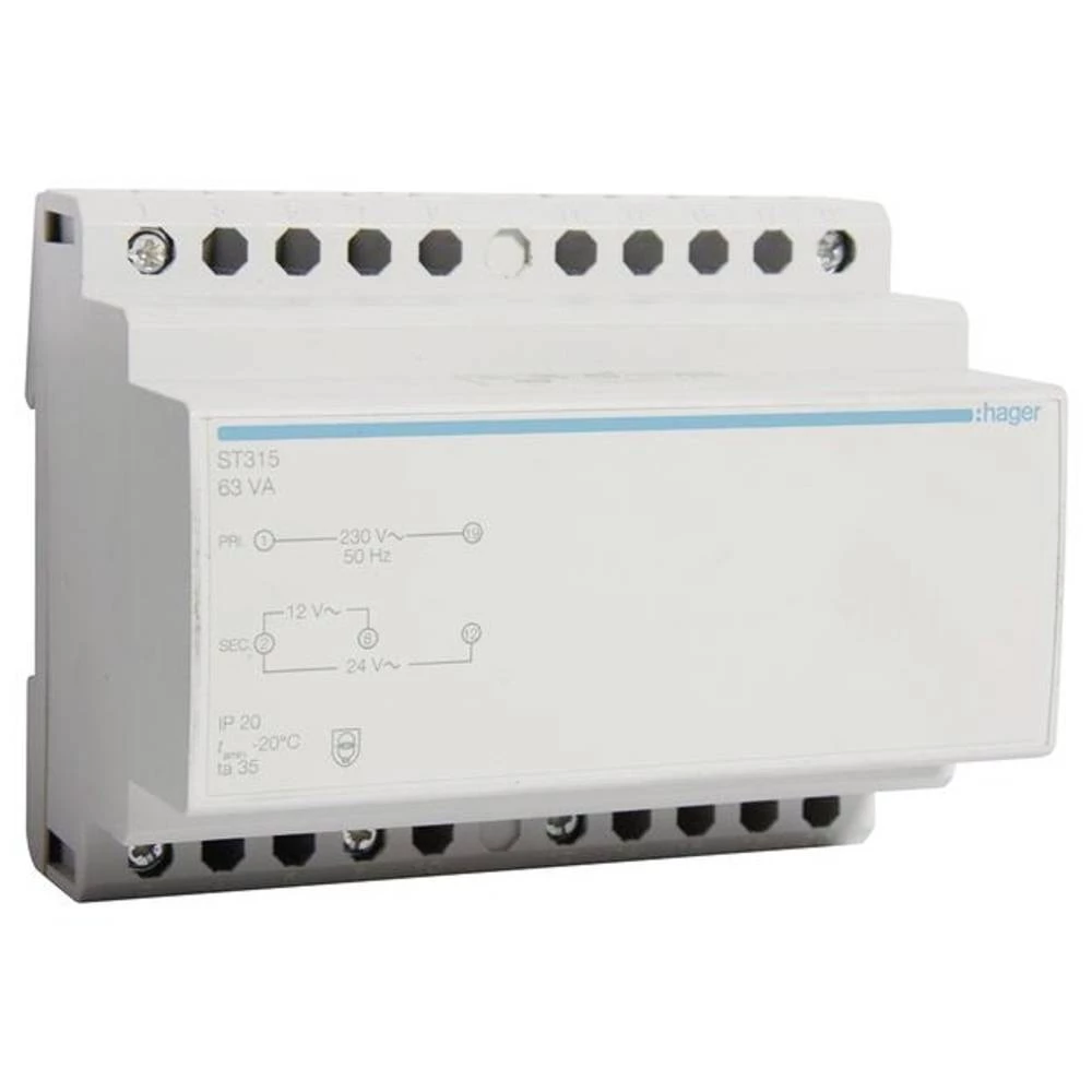 Hager ST315 sigurnosni transformator 12 V, 24 V 5.25 A slika