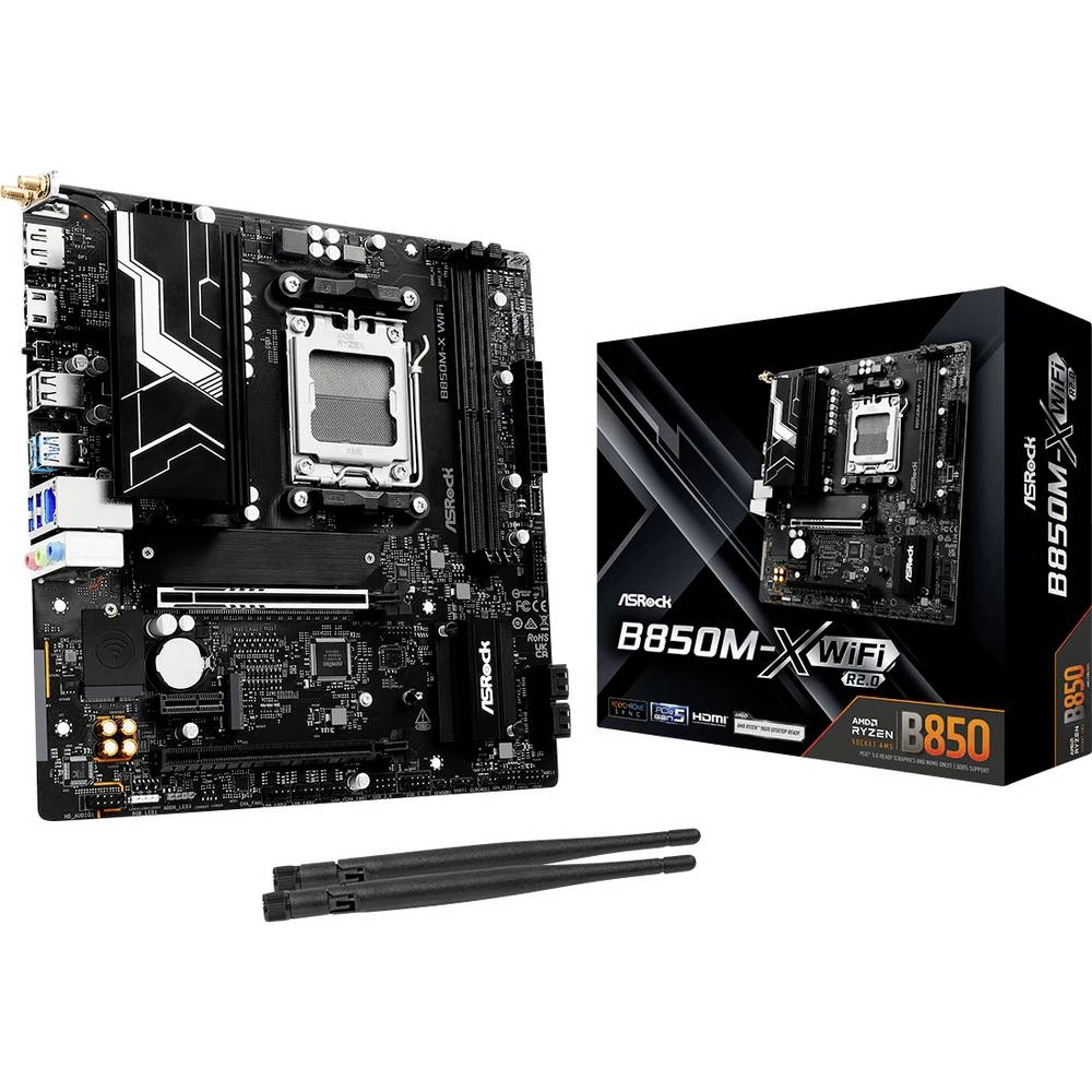 ASRock B850M-X matična ploča Baza AMD AM5 Faktor oblika (detalji) Micro-ATX Set čipova matične ploče AMD® B850 slika