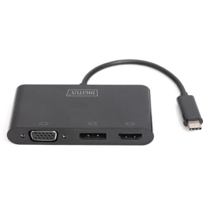 USB-C Adapter [1x Muški konektor USB-C™ - 1x Ženski konektor DisplayPort, Ženski konektor VGA, Ženski konektor HDMI] Crna slika