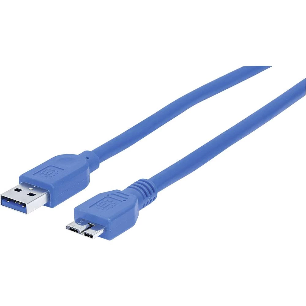 Manhattan USB 3.0 Priključni kabel [1x Muški konektor USB 3.0 tipa A - 1x Muški konektor USB 3.0 tipa Micro B] 3 m Plava boja Za slika