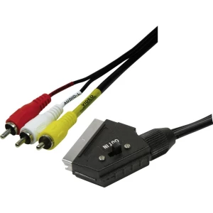 LogiLink SCART / Cinch tv, prijamnik priključni kabel [1x muški konektor SCART - 3x muški cinch konektor] crna
