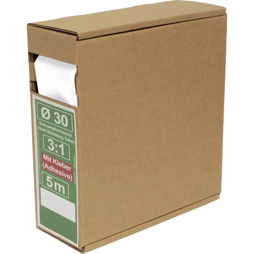 Quadrios 25CA495 skupljajuća cijev s ljepilomi bijela 30 mm 10 mm Stopa skupljanja:3:1 5 m slika