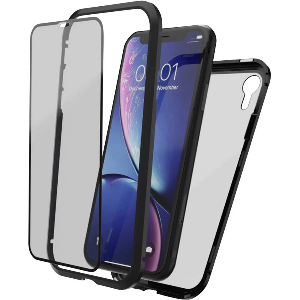 Hama Magnetic+Glas+Displayglas stražnji poklopac za mobilni telefon Apple iPhone XR crna, prozirna slika