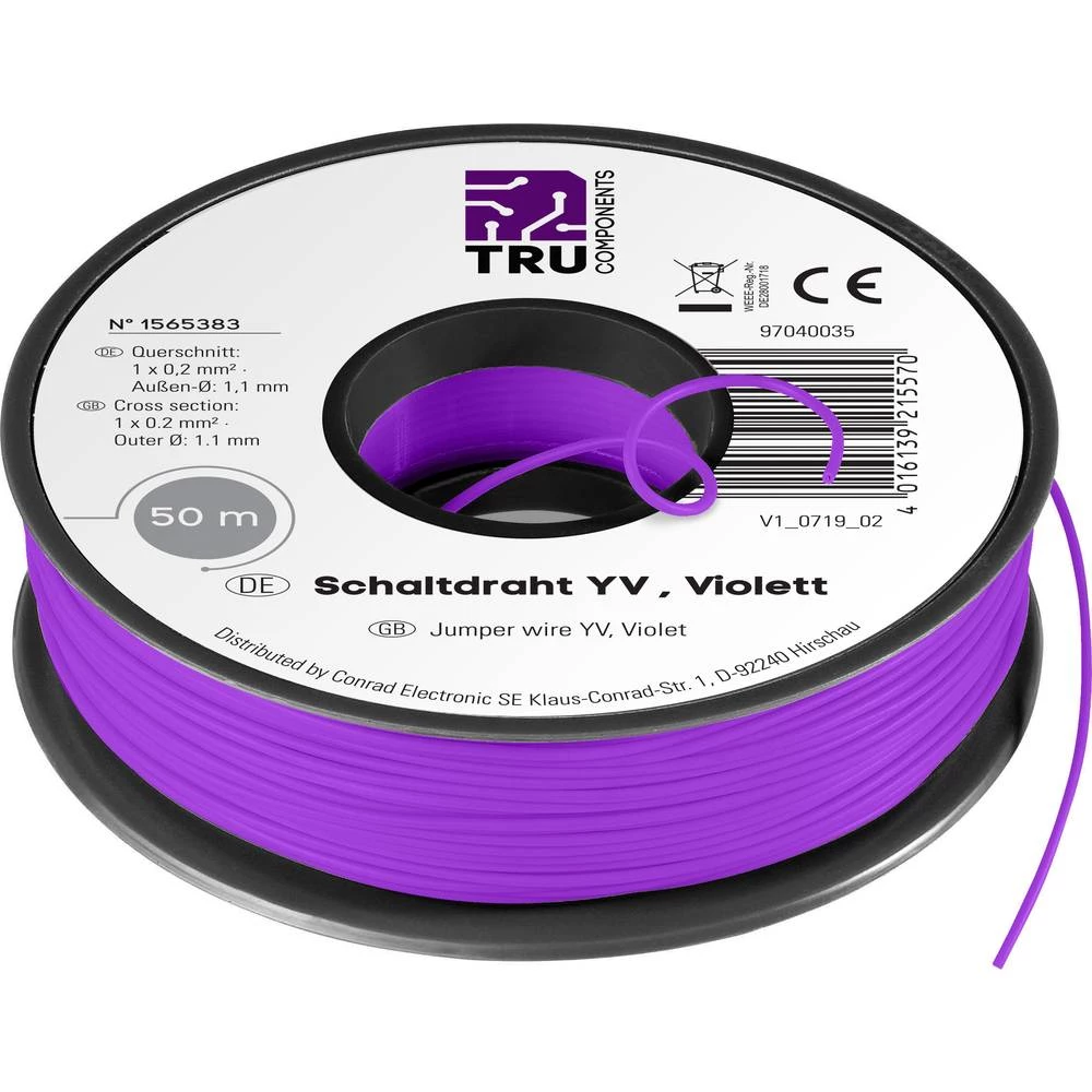 Spojna žica Yv 1 x 0.20 mm&sup2; Ljubičasta TRU COMPONENTS 1565383 50 m slika