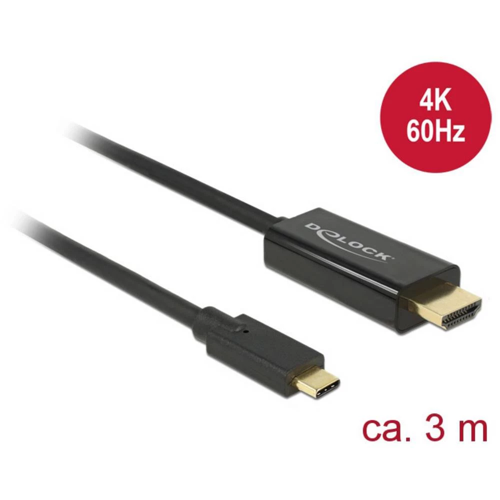 Delock USB / HDMI priključni kabel 3.00 m 85292 pozlaćeni kontakti crna [1x muški konektor USB-C™ - 1x muški konektor HD slika