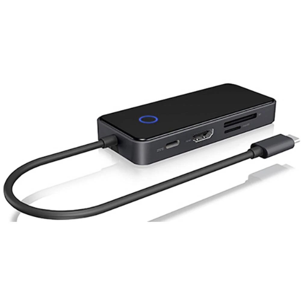 ICY BOX IB-DK4028-CPD vanjski čitač memorijskih kartica/hub USB-C™, HDMI™, USB 3.0, SD, microSD, LAN (10/100/1000 MBit/s) crna slika
