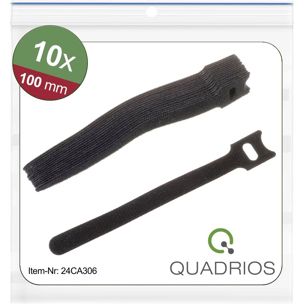 Quadrios 24CA306  prianjajuća kabelska vezica za povezivanje grip i mekana vunena tkanina (D x Š) 100 mm x 12 mm crna 10 slika