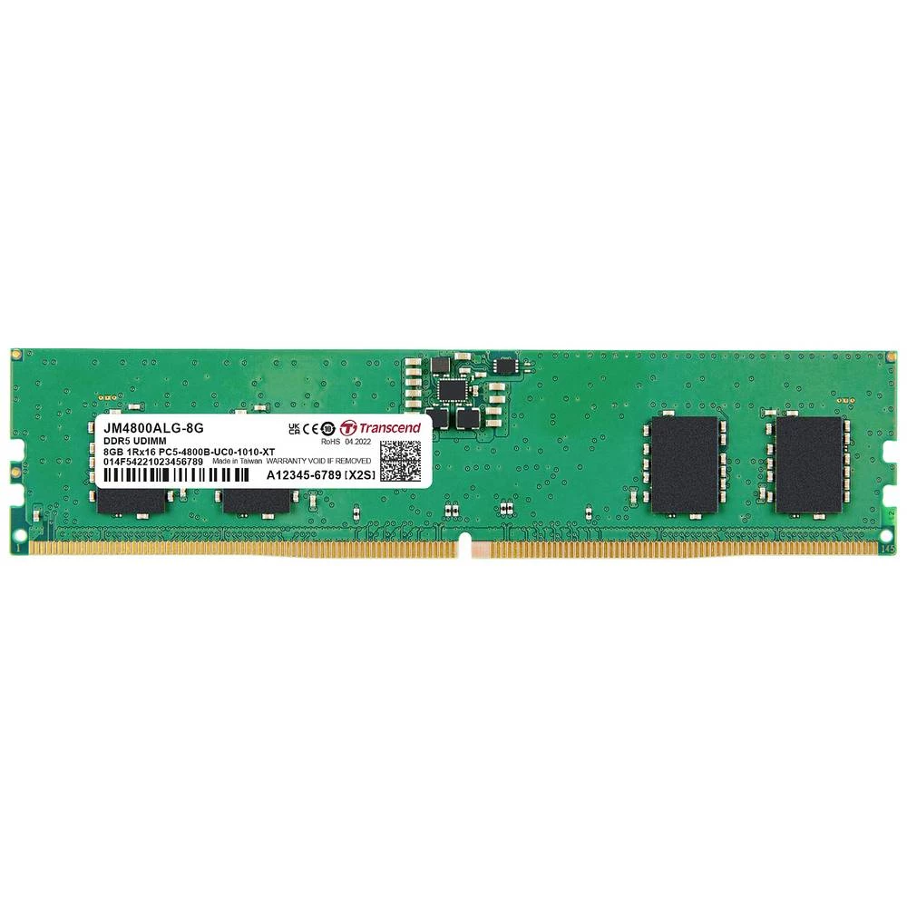 Transcend JM4800ALG-8G memorijski modul za računalo DDR5 8 GB 1 x 8 GB ECC 4800 MHz 288pin DIMM CL40 JM4800ALG-8G slika