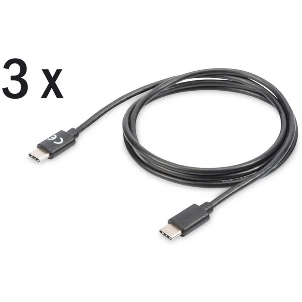 Digitus USB 2.0 Priključni kabel [1x Muški konektor USB-C&trade; - 1x Muški konektor USB-C&trade;] 1.0 m Crna Sa zaštitom slika