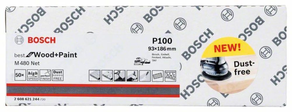Bosch Accessories M480 2608621244 Orbitalni brusni papir Granulacija 100 (D x Š) 186 mm x 93 mm 50 ST slika