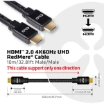 club3D HDMI Priključni kabel [1x Muški konektor HDMI - 1x Muški konektor HDMI] 10 m Crna