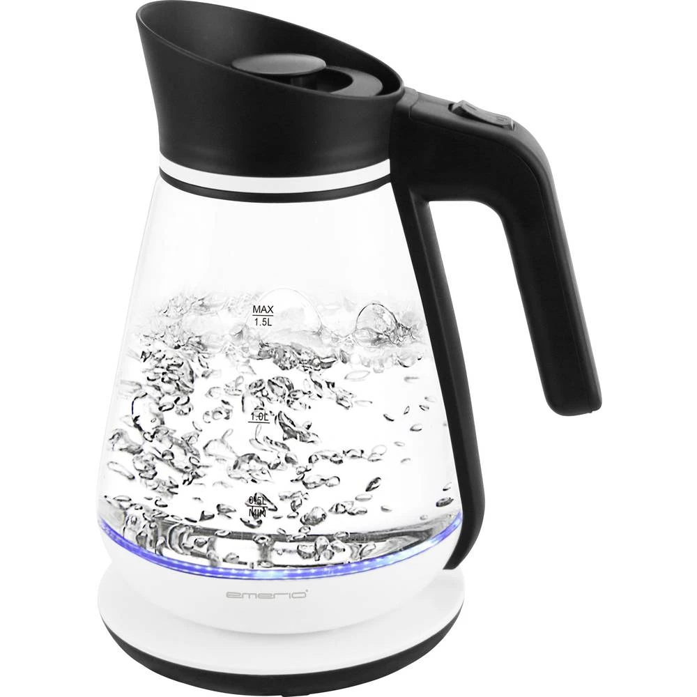 Kuhalo za vodu Bezžičan EMERIO WK-111898 Staklo, Bijela, Crna slika