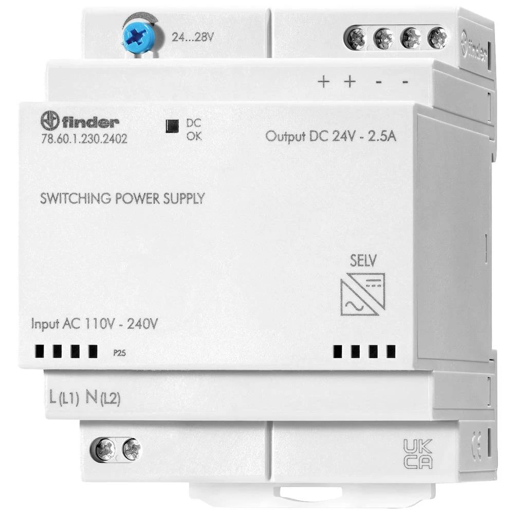 Finder  78.61.1.230.2403  DIN-napajanje (DIN-letva)    24 V/DC  2.6 A  60 W      Content 1 St. slika