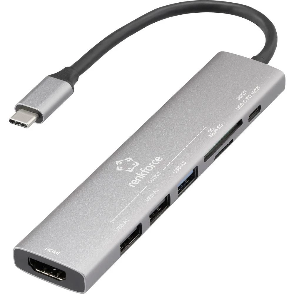 Renkforce USB-C® priključna stanica RF-DKS-907 Pogodno za marku: Universal USB-C® Power Delivery, integrirani čitač kart slika