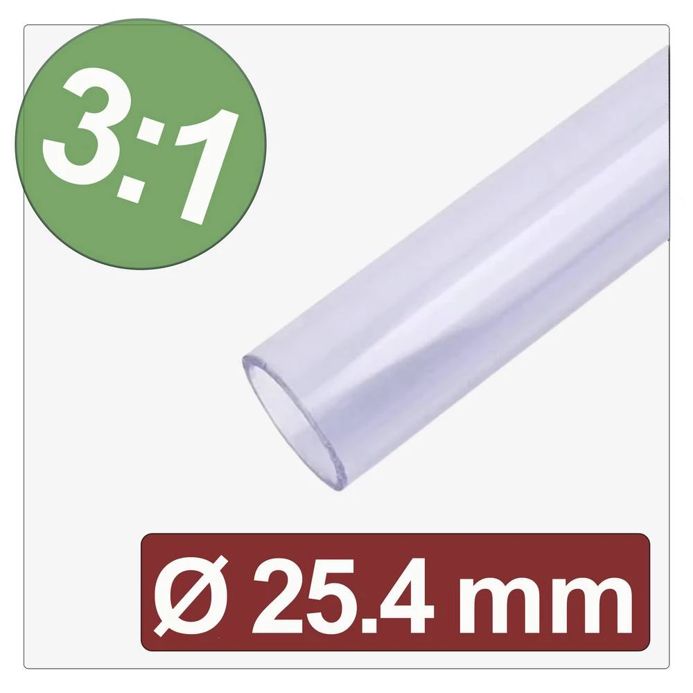 Quadrios 25CA648 skupljajuća cijev s ljepilomi prozirna 25.4 mm 8.5 mm Stopa skupljanja:3:1 Roba na metre slika