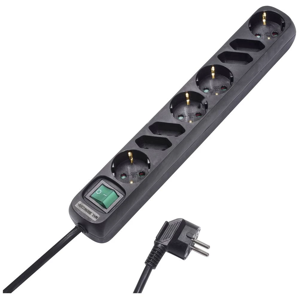 Vivanco EBLS 4/4S razdjelna letva s prekidačem  crna utičnica 1 St. slika