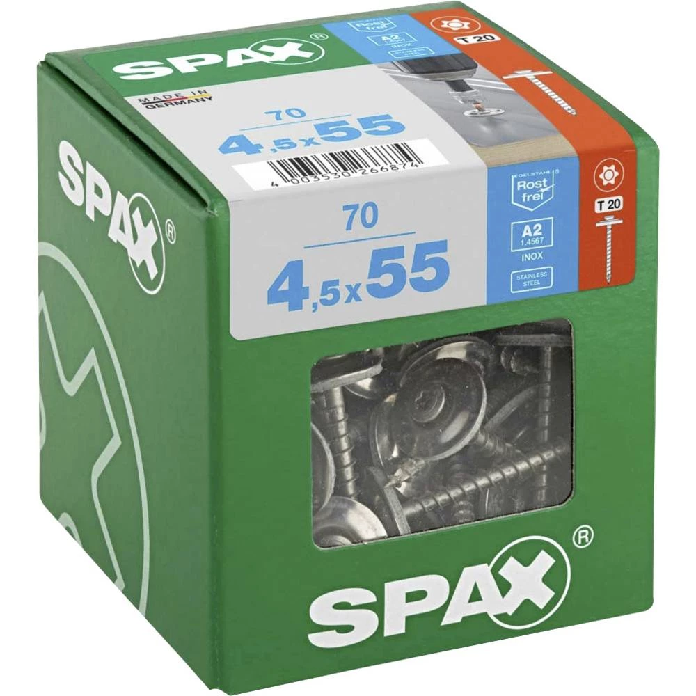 SPAX 4577000450556 limarski vijak 4.5 mm 55 mm T-STAR plus nehrđajući čelik A2 70 kom. slika