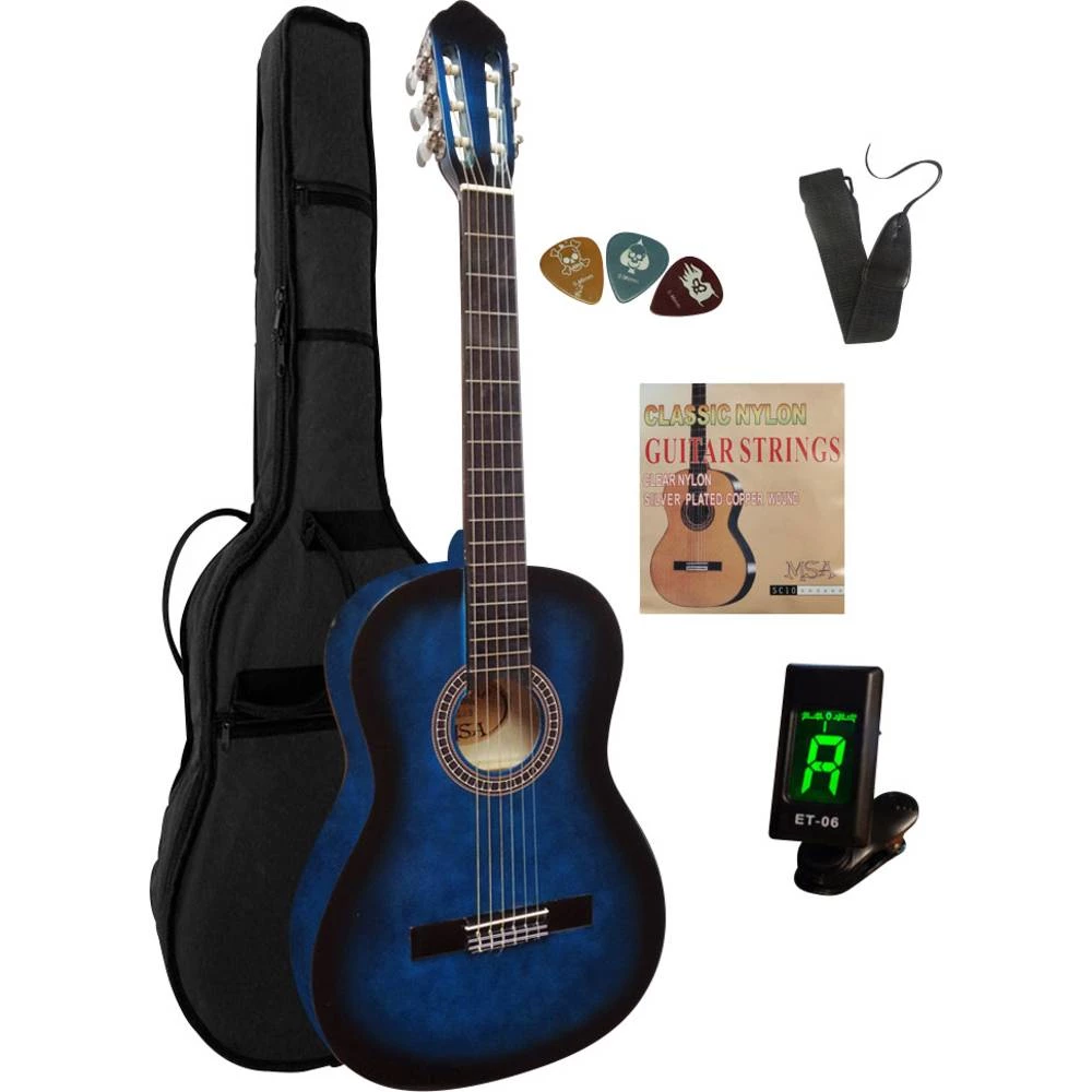 Klasična gitara-komplet MSA Musikinstrumente C 23 Set Clip 4/4 Plava boja Uklj. torbu slika