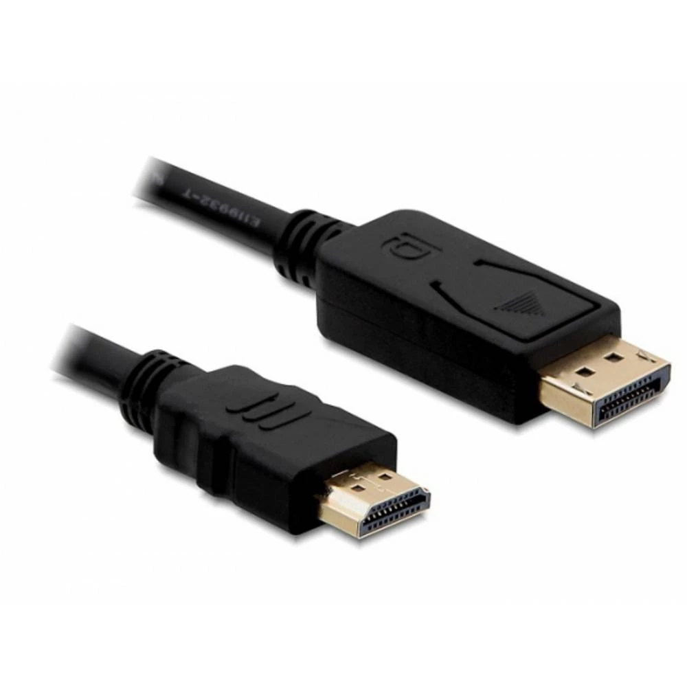 Delock HDMI priključni kabel HDMI A utikač, DisplayPort utikač 1 m crna 82586 sukani, pozlaćeni kontakti, trostruko zašt slika