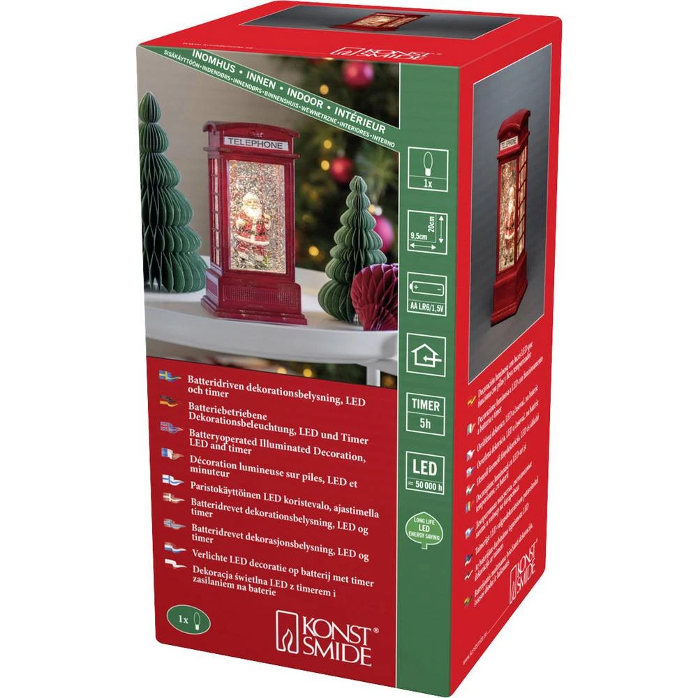 Konstsmide 4388-550 LED lampion telefonska govornica s djedom božićnjakom LED crven slika