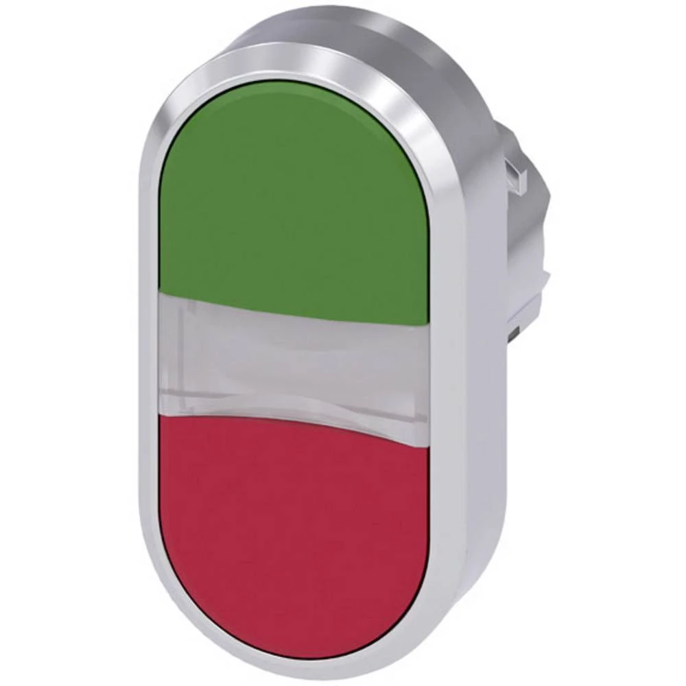 Siemens 3SU1050-3AB42-0AA0 dvostruko tipkalo prednji prsten od metala, visok sjaj dugme srebrna, zelena, crvena   1 St. slika