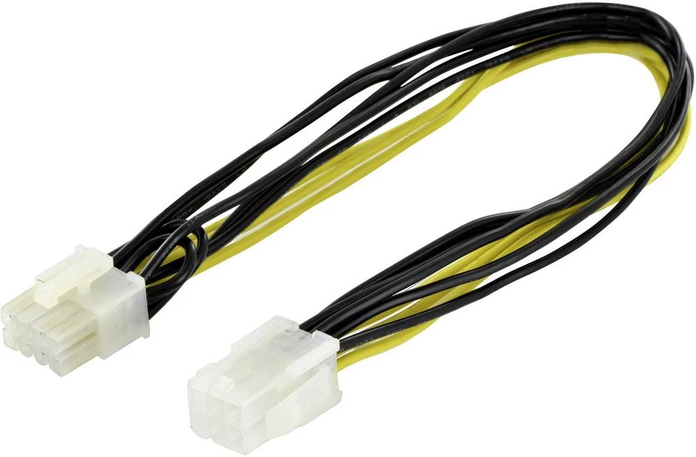 Računalo, Struja Kabel [1x 8-polni muški konektor PCI-E - 1x 6-polni ženski konektor PCI-E] 0.3 m Žuta, Crna Digitus slika