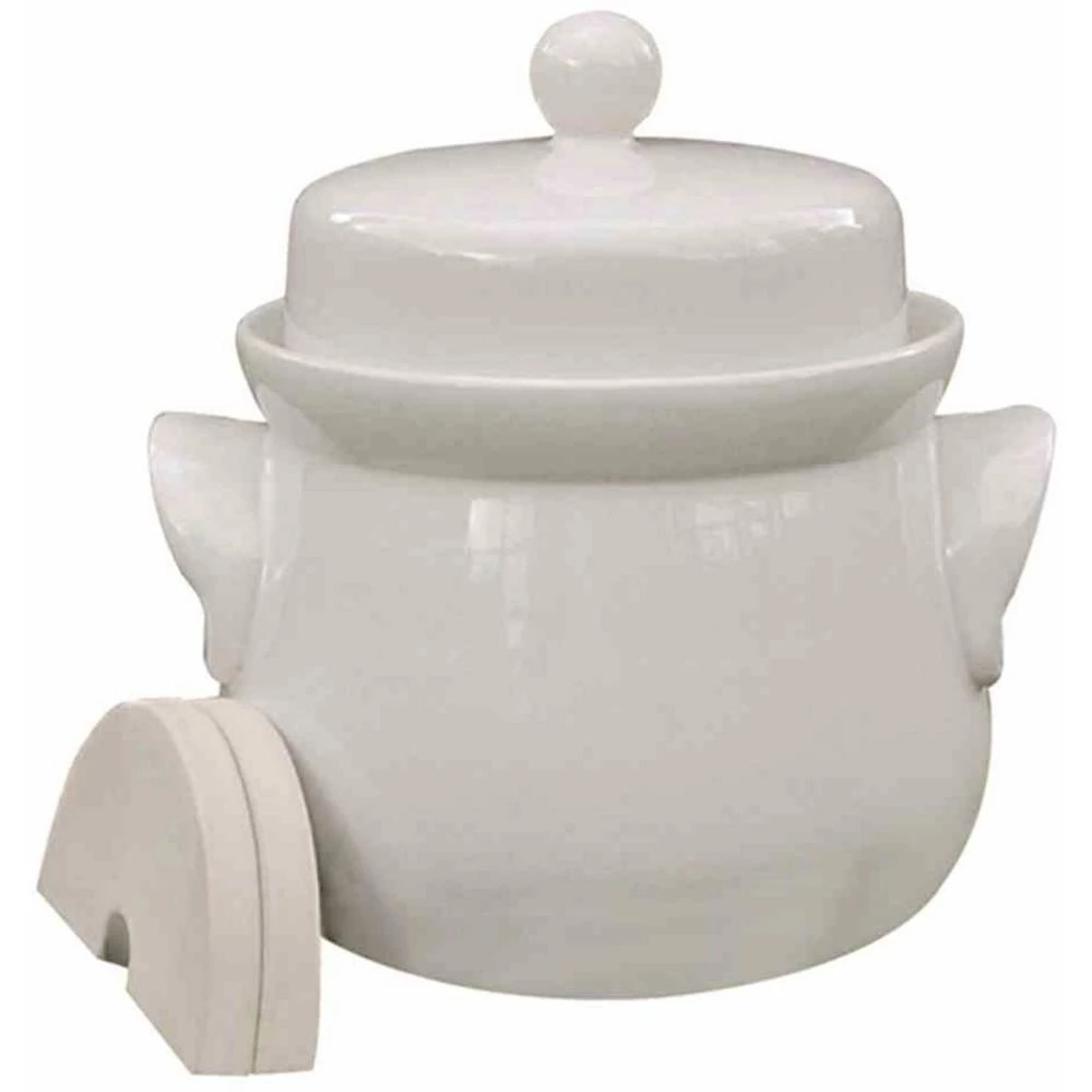 3202 Mini-Gärtopf creme 2,0 l mit Deckel und Steinen lonac za fermentaciju slika