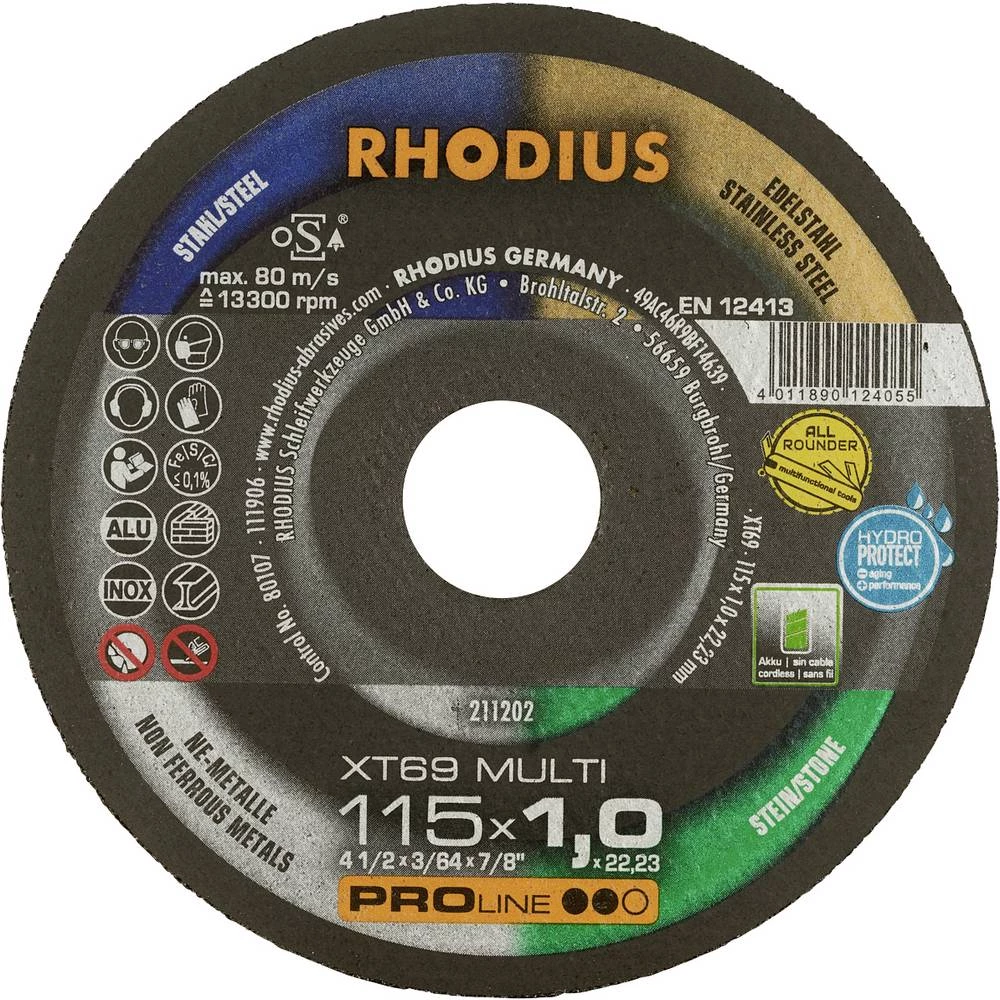 Rhodius XT69 MULTI BOX 211209 rezna ploča ravna  115 mm 22.23 mm 10 St. slika