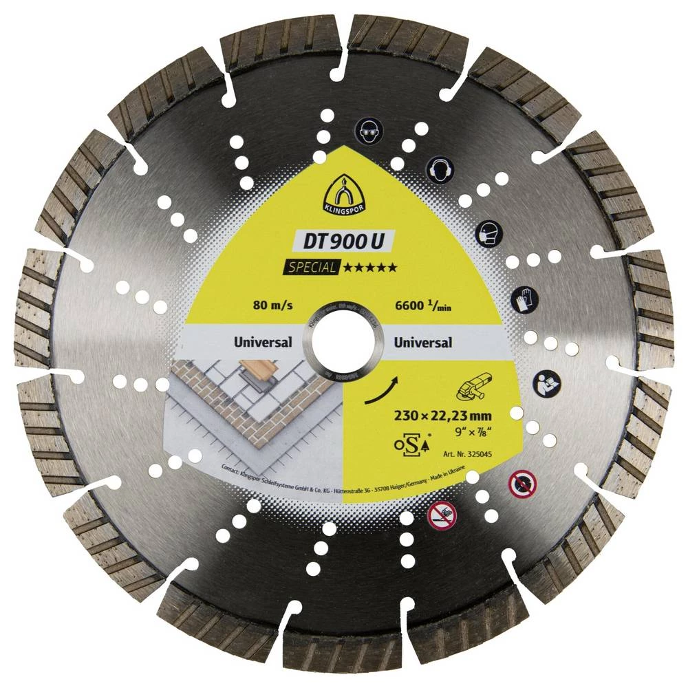 Klingspor 325045 DT 900 U Special dijamantna rezna ploča promjer 230 mm Promjer bušotine 22.23 mm građevinski materijali slika