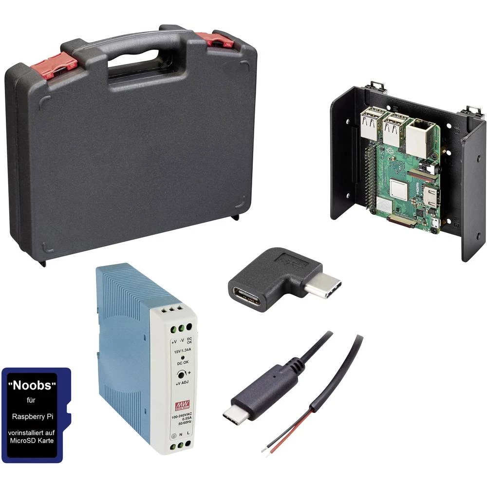 Raspberry Pi&reg; 4 B DIN-Rail Set 4 GB 4 x 1.5 GHz uklj. kutija za pohranu, Uklj. DIN kućište, uklj. napajanje DIN tračnice, Uk slika