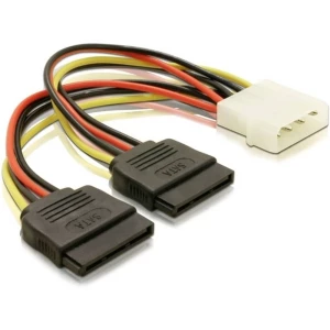 DeLOCK kabel za napajanje SATA HDD 2x> 4pin muški 0,112m Delock tvrdi disk priključni kabel 0.112 m višebojna slika