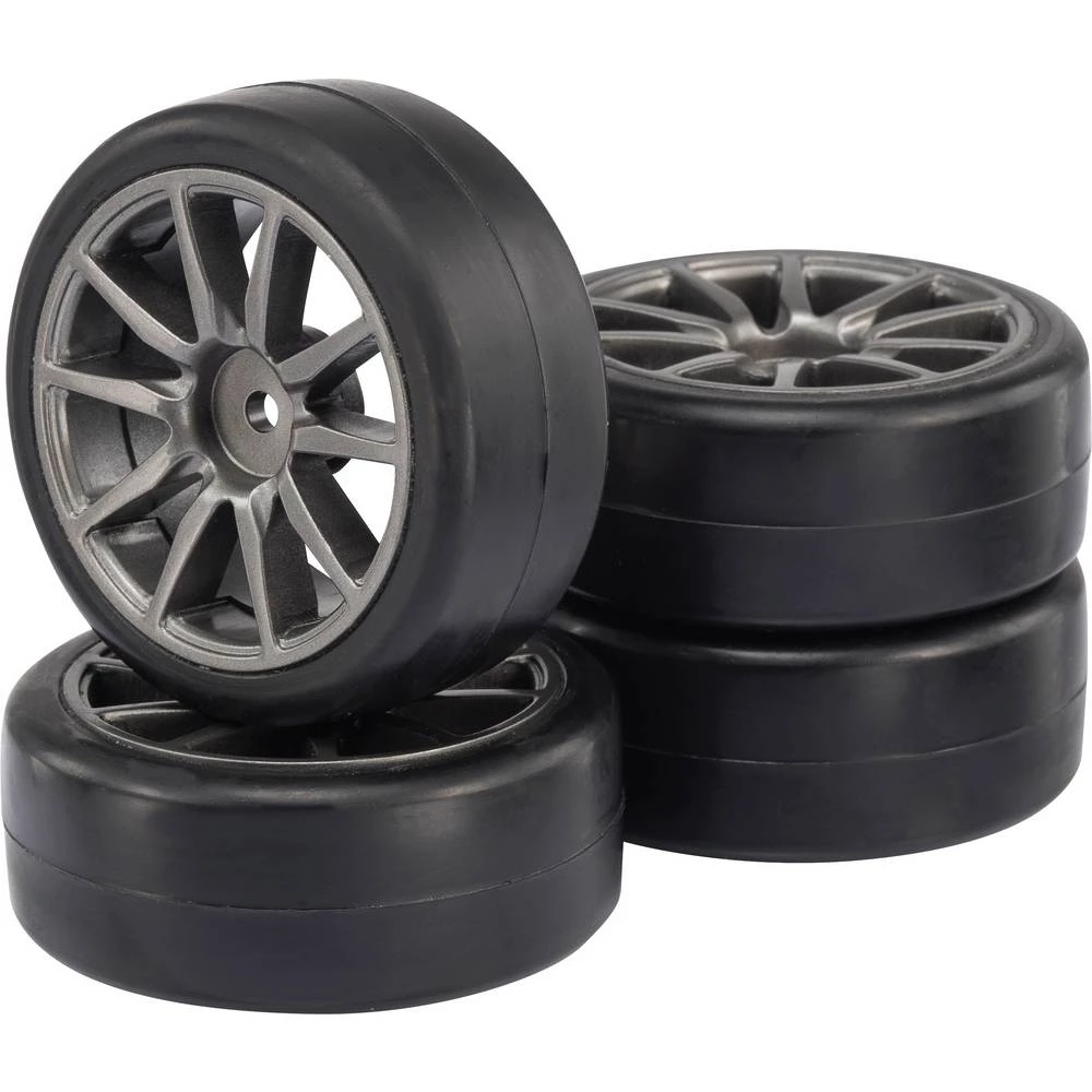 Reely 1:10 Cestovni model Kompletni kotači Slick 10 krakova Siva 4 ST slika