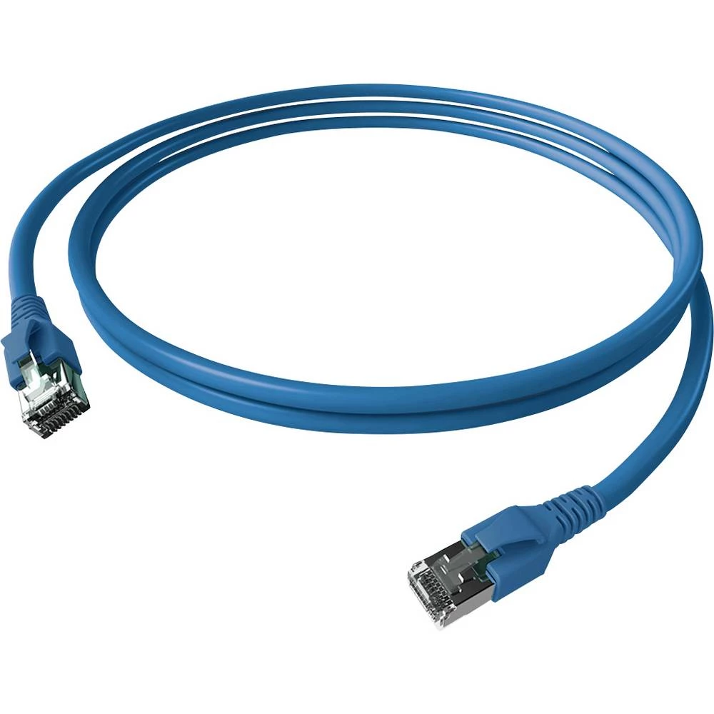 Easylan CP1KBBBBB0010 RJ45 mrežni kabel, Patch kabel CAT 6a S/FTP 1 m plava boja dvostruko zaštićen, bez halogena, vatro slika