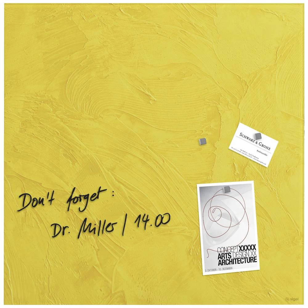 Sigel magnetska ploča od stakla Design Yellow Structure matt (Š x V) 480 mm x 480 mm žuta GL293 slika