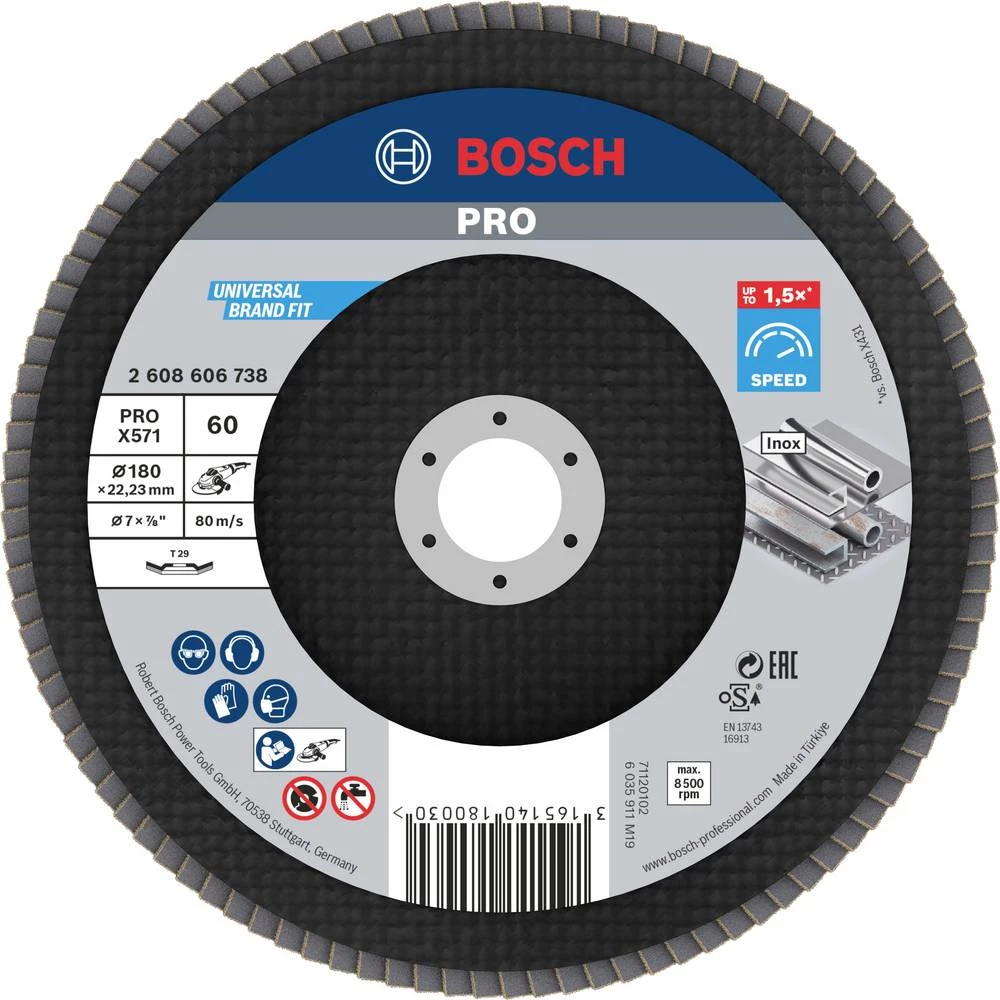 Bosch Accessories 2608606738 X571 lepezasta brusna ploča promjer 180 mm Promjer bušotine 22.33 mm čelik kom. slika