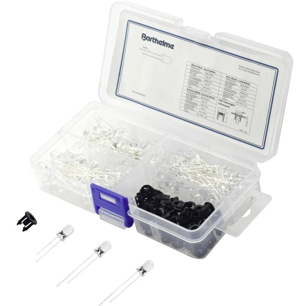 Barthelme LED komplet Toplo-bijela, Prirodno-bijela, Hladno-bijela Okrugli 5 mm 14000 mcd, 20000 mcd 20 °, 25 ° 20 mA 3 V slika