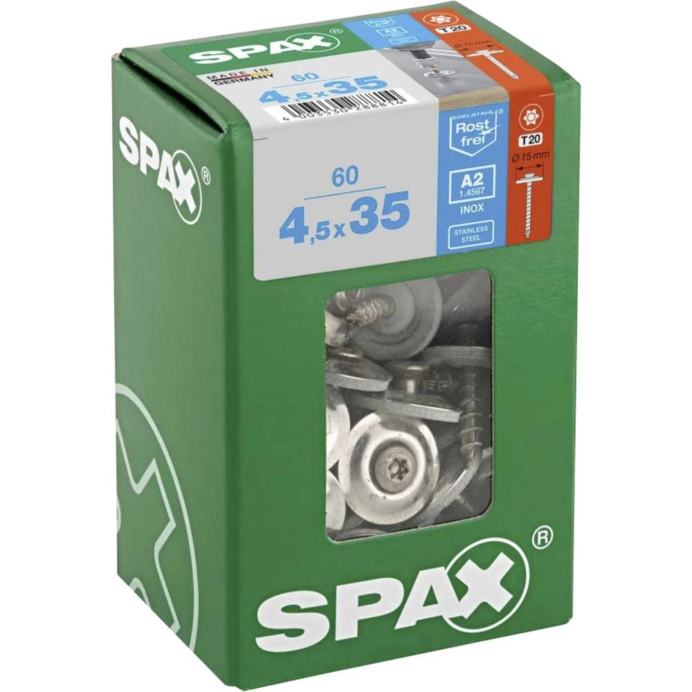 SPAX 4587000450357 limarski vijak 4.5 mm 35 mm T-STAR plus nehrđajući čelik A2 60 kom. slika