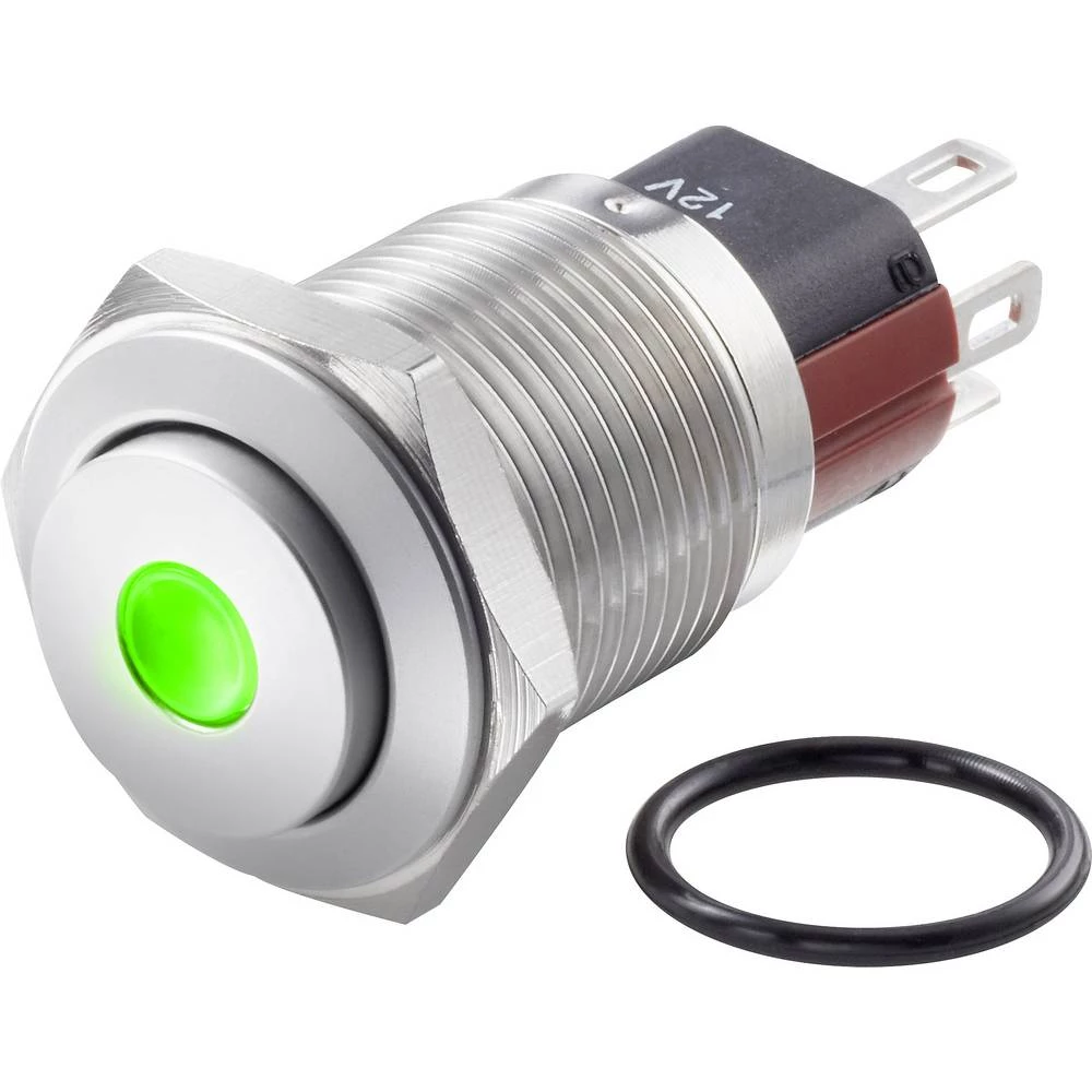 TRU COMPONENTS TC-GQ16-KH-11ZD/J/G/12V/S Tlačni prekidač sa zaštitom od vandalizma 48 V/DC 2 A 1 x OFF/ON IP65 zadržava položaj slika