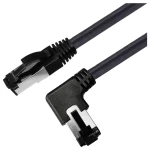 Maxtrack TI52-0,5L RJ45 mrežni kabel, Patch kabel CAT 8.1 S/FTP 0.50 m crna 90° nagnuto ulijevo, jednostruko oklopljeni
