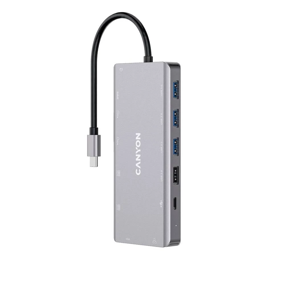 Canyon DS-12 USB-C® (3.2 gen. 2) čvorište s više priključaka siva slika